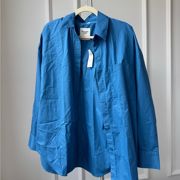 Abercrombie & Fitch Oversized button up  Shirt blue - Picture 1 of 3
